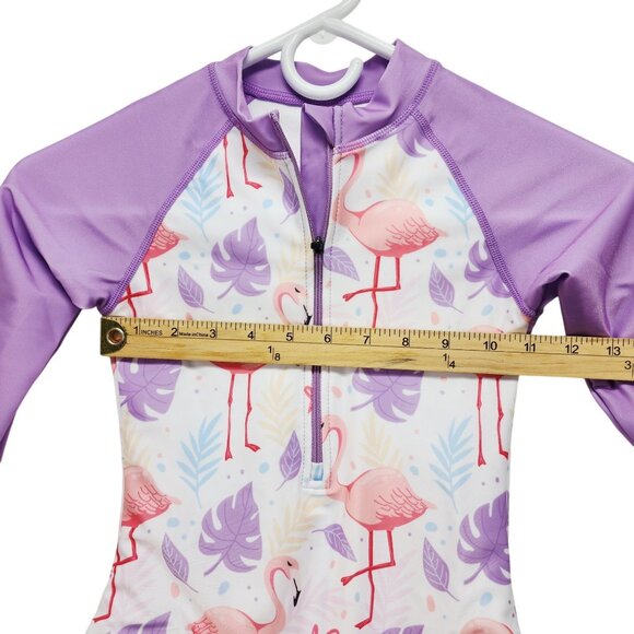 Angel Season Girls Long Sleeve UV One Piece Flamingo Swimsuit Size 7 Years - Picture 7 of 8